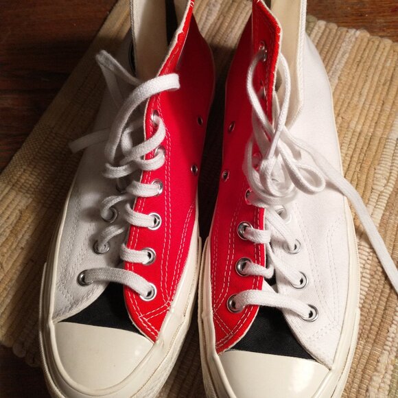 NWOT  Red White Chuck Taylor All Starr Converse high top sz 8 men  womens sz 10 - Picture 1 of 6